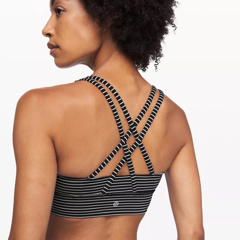 Lululemon Energy Long Line Bra Mod Stripe B/W Size 4 EUC - Picture 3 of 7